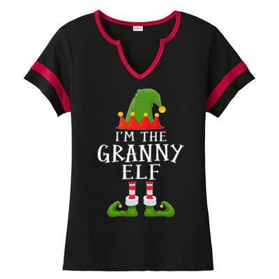 Funny I'm The Granny Xmas Santa Hat Family Christmas Gift Ladies Halftime Notch Neck Tee