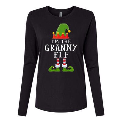 Funny I'm The Granny Xmas Santa Hat Family Christmas Gift Womens Cotton Relaxed Long Sleeve T-Shirt