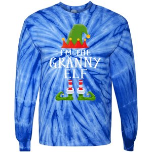 Funny I'm The Granny Xmas Santa Hat Family Christmas Gift Tie-Dye Long Sleeve Shirt