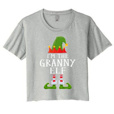 Funny I'm The Granny Xmas Santa Hat Family Christmas Gift Women's Crop Top Tee