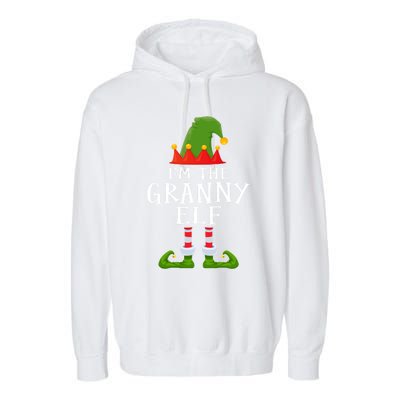 Funny I'm The Granny Xmas Santa Hat Family Christmas Gift Garment-Dyed Fleece Hoodie