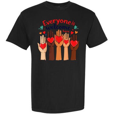 Funny Idaho Teacher Support Fist Everyone Is Welcome Here Garment-Dyed Heavyweight T-Shirt