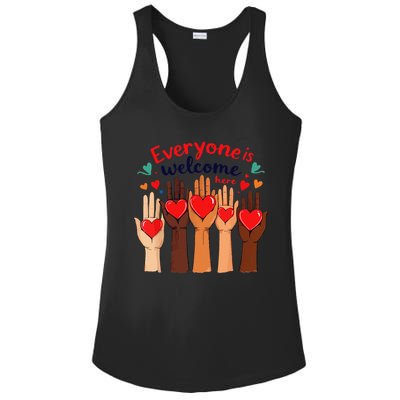 Funny Idaho Teacher Support Fist Everyone Is Welcome Here Ladies PosiCharge Competitor Racerback Tank