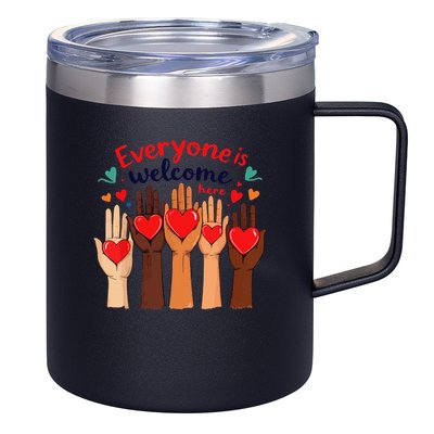 Funny Idaho Teacher Support Fist Everyone Is Welcome Here 12oz Stainless Steel Coffee Mug