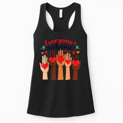 Funny Idaho Teacher Support Fist Everyone Is Welcome Here Womens Tank Top