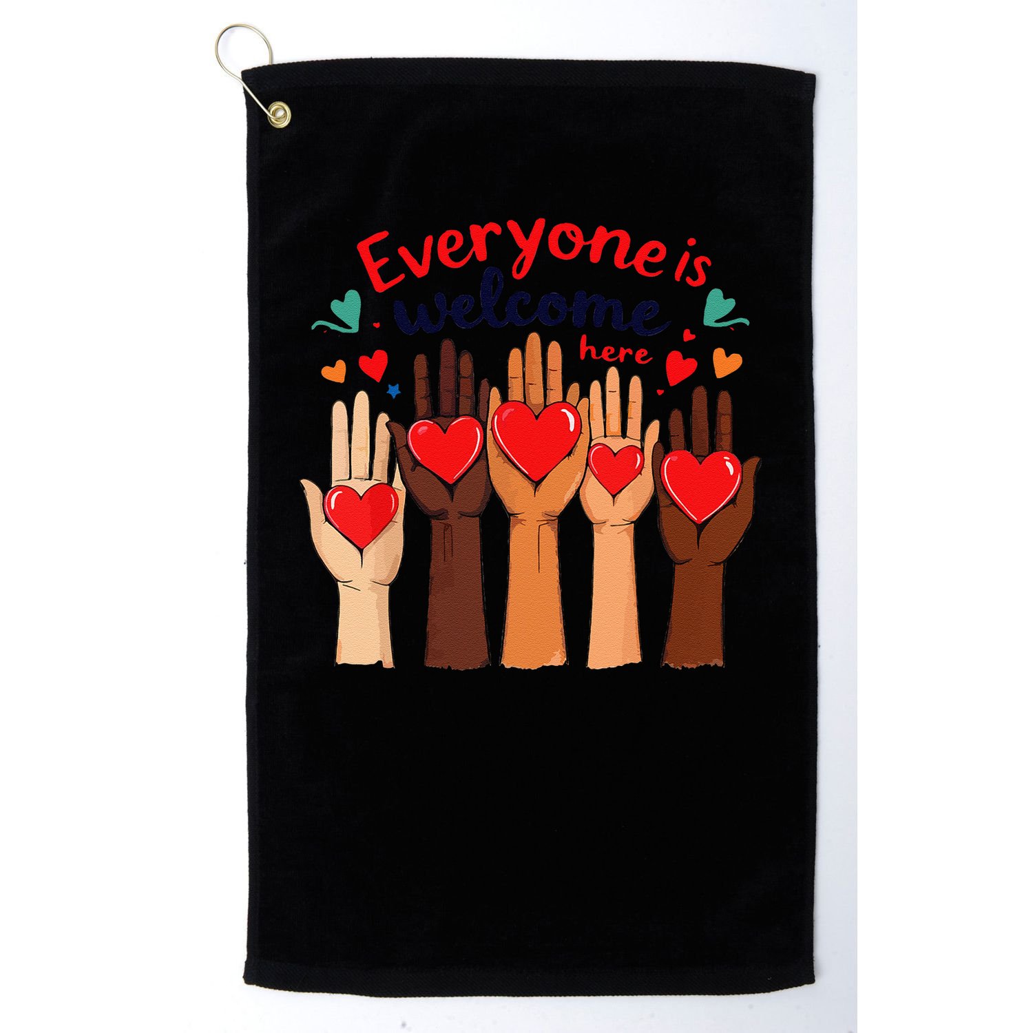 Funny Idaho Teacher Support Fist Everyone Is Welcome Here Golf Towel