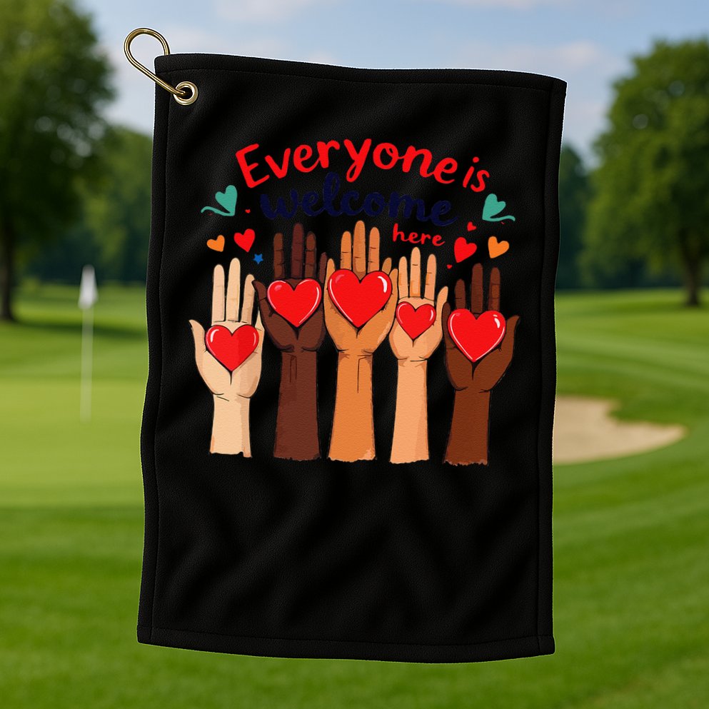 Funny Idaho Teacher Support Fist Everyone Is Welcome Here Golf Towel