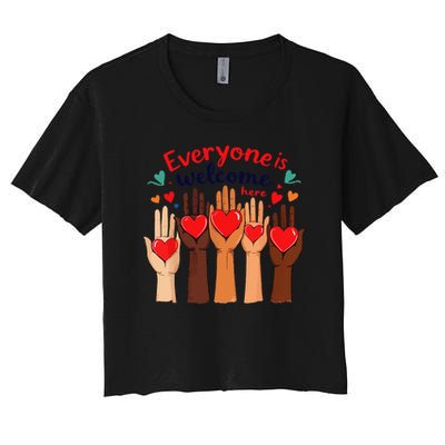 Funny Idaho Teacher Support Fist Everyone Is Welcome Here Crop Top
