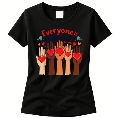 Funny Idaho Teacher Support Fist Everyone Is Welcome Here Womens T-Shirt