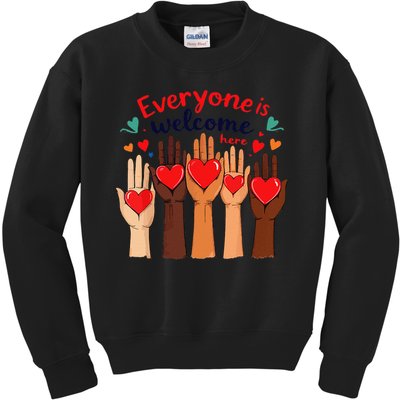 Funny Idaho Teacher Support Fist Everyone Is Welcome Here Kids Sweatshirt