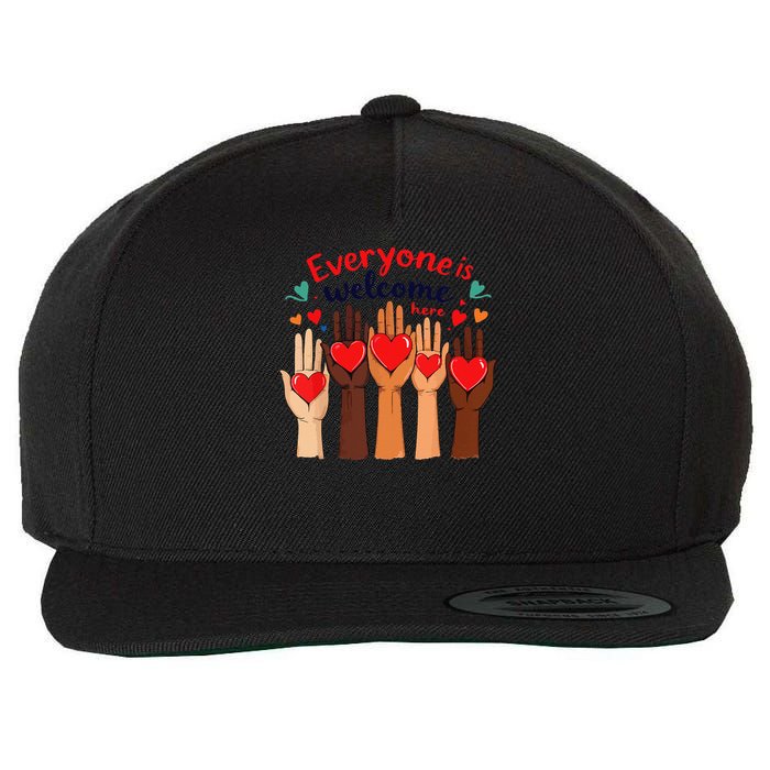 Funny Idaho Teacher Support Fist Everyone Is Welcome Here Wool Snapback Cap
