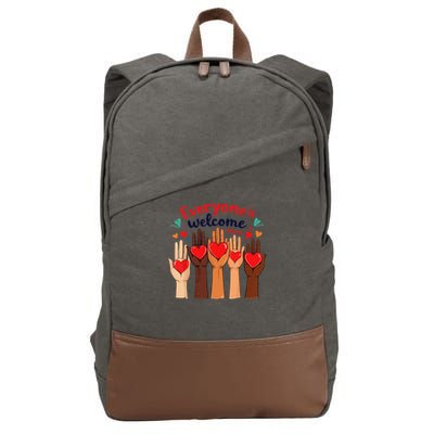 Funny Idaho Teacher Support Fist Everyone Is Welcome Here Cotton Canvas Backpack