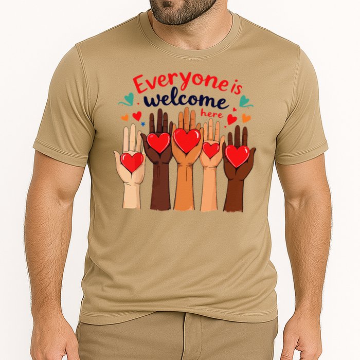Funny Idaho Teacher Support Fist Everyone Is Welcome Here Cooling Performance Crew T-Shirt
