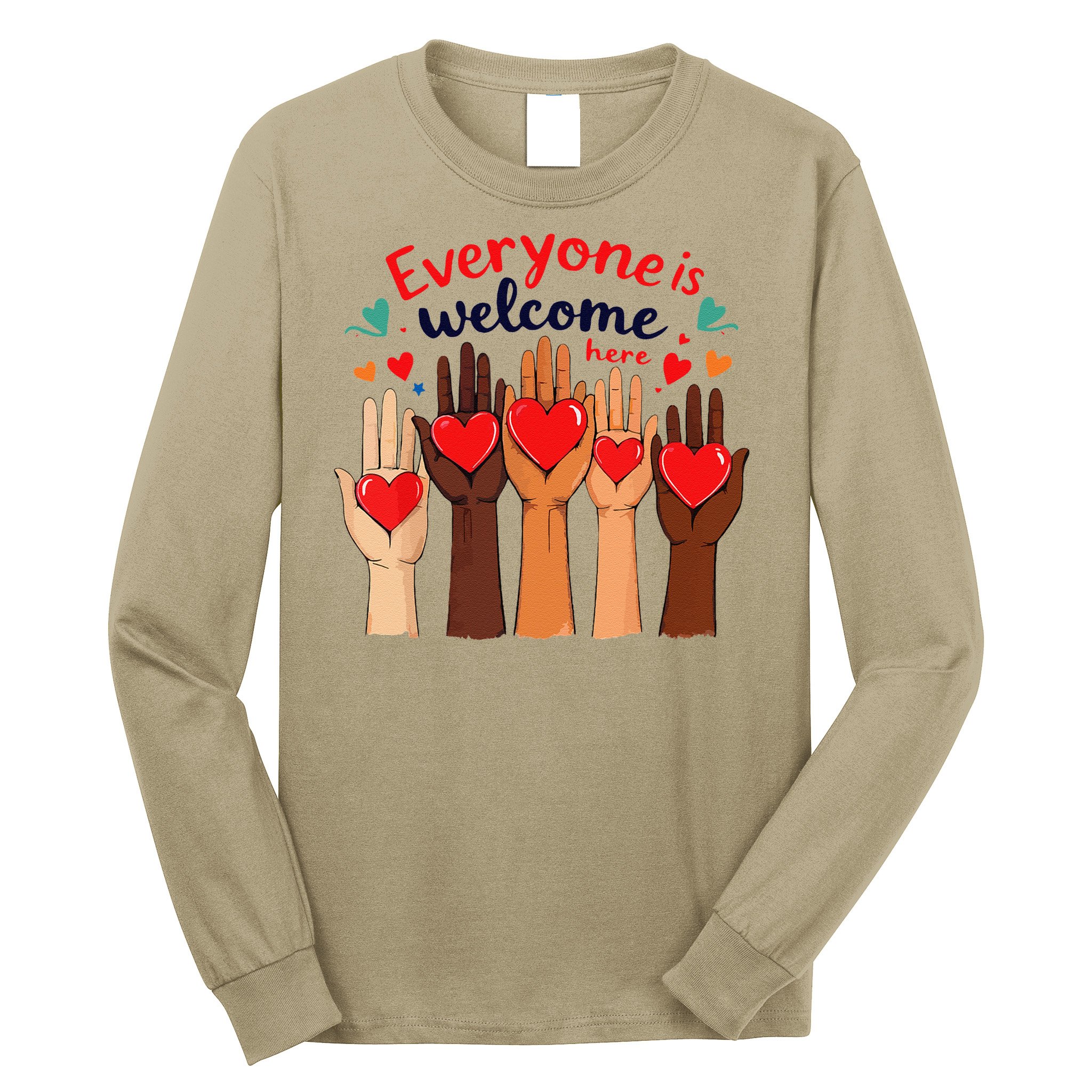 Funny Idaho Teacher Support Fist Everyone Is Welcome Here Long Sleeve Shirt