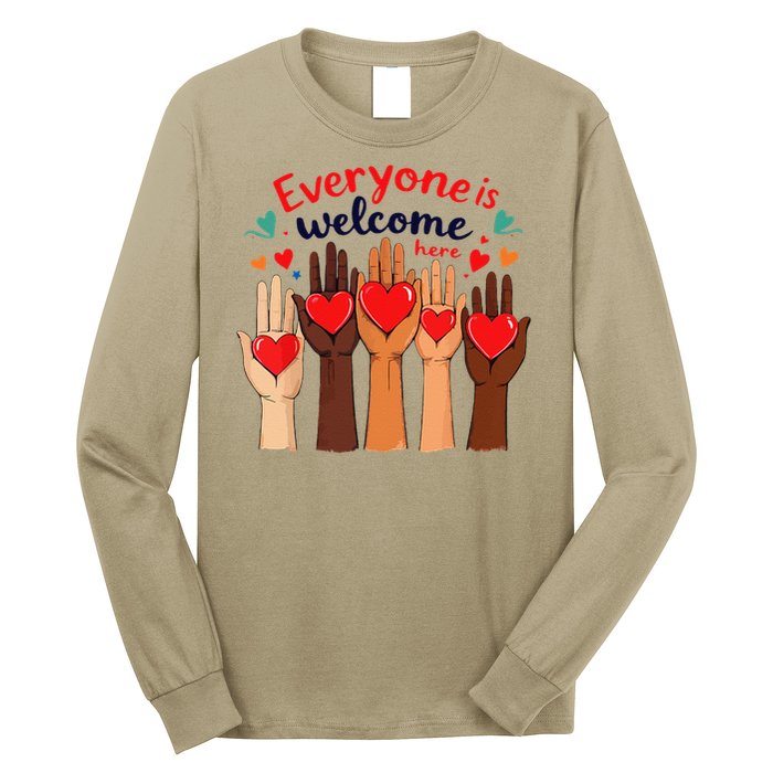 Funny Idaho Teacher Support Fist Everyone Is Welcome Here Long Sleeve Shirt