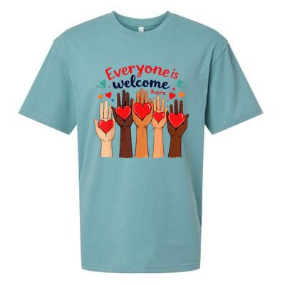 Funny Idaho Teacher Support Fist Everyone Is Welcome Here Sueded Cloud Jersey T-Shirt