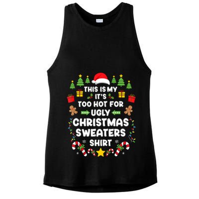 Funny ItS Too Hot Ugly Christmas In July Sweaters Xmas Tank Top Ladies PosiCharge Tri-Blend Wicking Tank