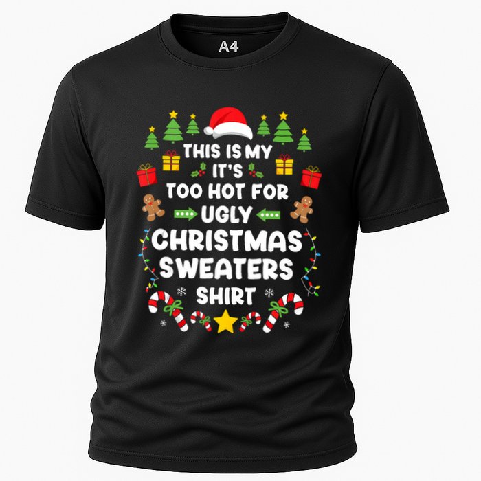 Funny ItS Too Hot Ugly Christmas In July Sweaters Xmas Tank Top Cooling Performance Crew T-Shirt