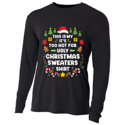 Funny ItS Too Hot Ugly Christmas In July Sweaters Xmas Tank Top Cooling Performance Long Sleeve Crew