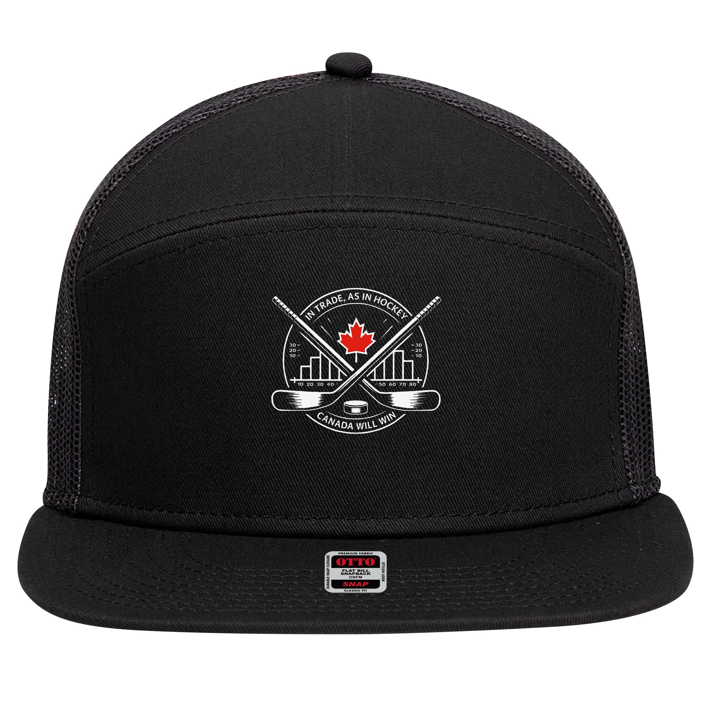 Funny In Trade As In Hockey Canada Will Win 7 Panel Mesh Trucker Snapback Hat