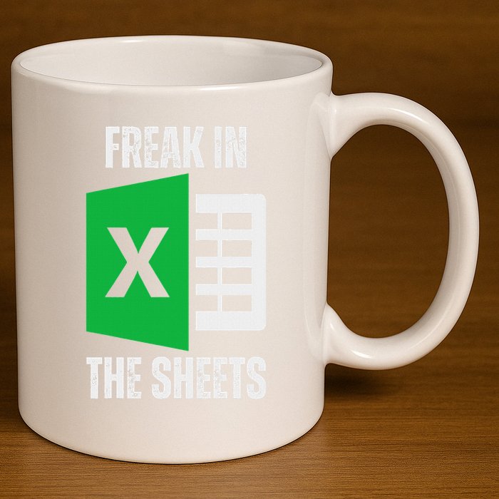 Freak In The Sheets Excel Spreadsheet Funny Office Jokes 11oz C Handle Ceramic Mug
