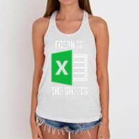 Freak In The Sheets Excel Spreadsheet Funny Office Jokes Women's Knotted Racerback Tank