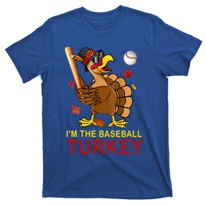 Funny IM The Baseball Turkey Autumn Fall Vibes Thanksgiving Gift T-Shirt