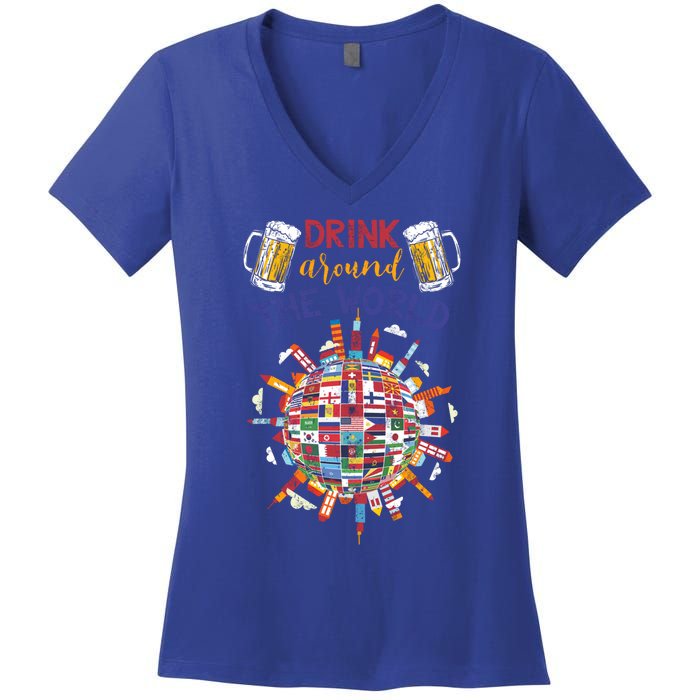 Funny Ing Travelling Party Gift Around The World Gift Women's V-Neck T-Shirt