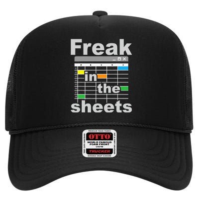 Freak In The Sheets Funny Accountant Analyst Secretary High Crown Mesh Back Trucker Hat