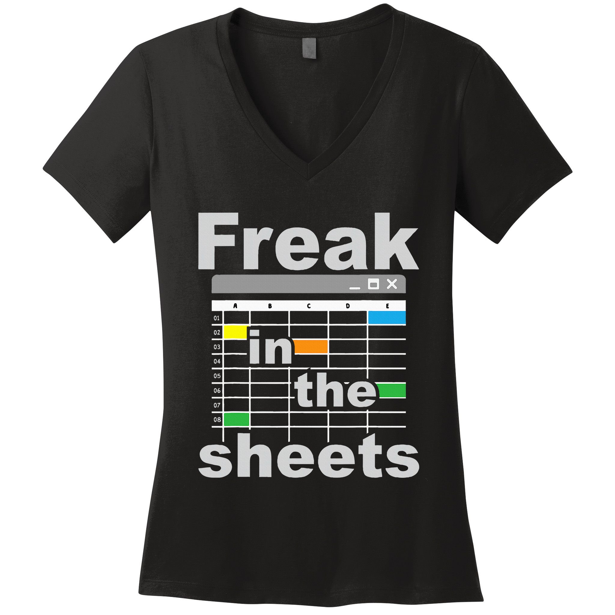 Freak In The Sheets Funny Accountant Analyst Secretary Women's V-Neck T-Shirt