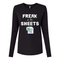 Freak In The Excel Sheets Funny Accountant Spreadsheet Womens Cotton Relaxed Long Sleeve T-Shirt