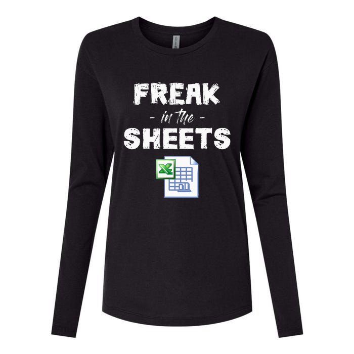 Freak In The Excel Sheets Funny Accountant Spreadsheet Womens Cotton Relaxed Long Sleeve T-Shirt