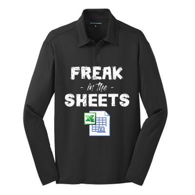 Freak In The Excel Sheets Funny Accountant Spreadsheet Silk Touch Performance Long Sleeve Polo