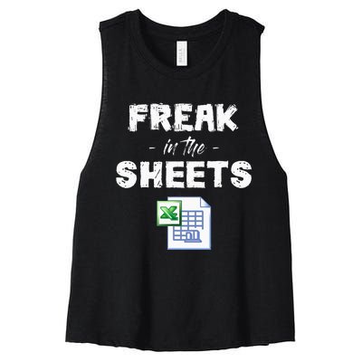 Freak In The Excel Sheets Funny Accountant Spreadsheet Women's Racerback Cropped Tank