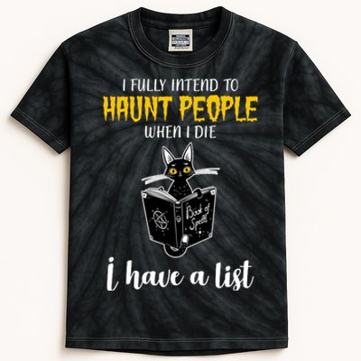 Fully Intend To Haunt People When I Die Funny Cat Kids Tie-Dye T-Shirt