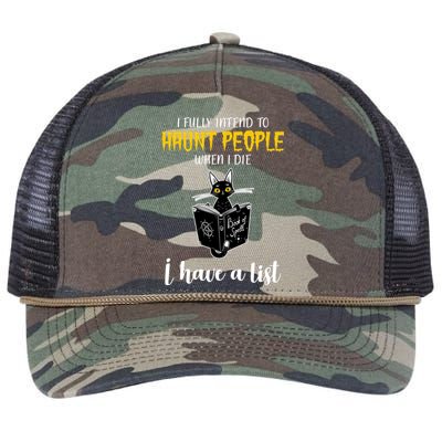 Fully Intend To Haunt People When I Die Funny Cat Retro Rope Trucker Hat Cap