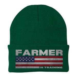 Farmer In Training Future Farmer Patriotic American Flag Knit Cap Winter Beanie