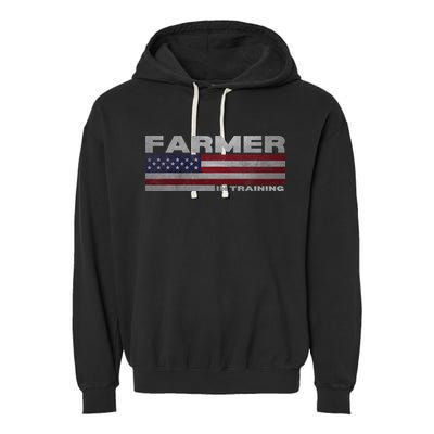 Farmer In Training Future Farmer Patriotic American Flag Garment-Dyed Fleece Hoodie