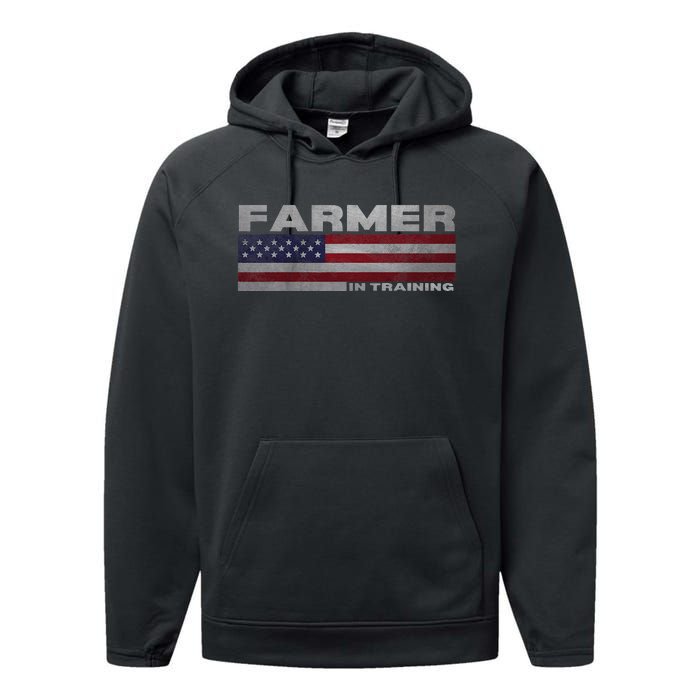 Farmer In Training Future Farmer Patriotic American Flag Performance Fleece Hoodie