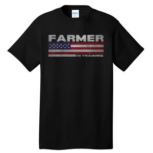 Farmer In Training Future Farmer Patriotic American Flag Tall T-Shirt