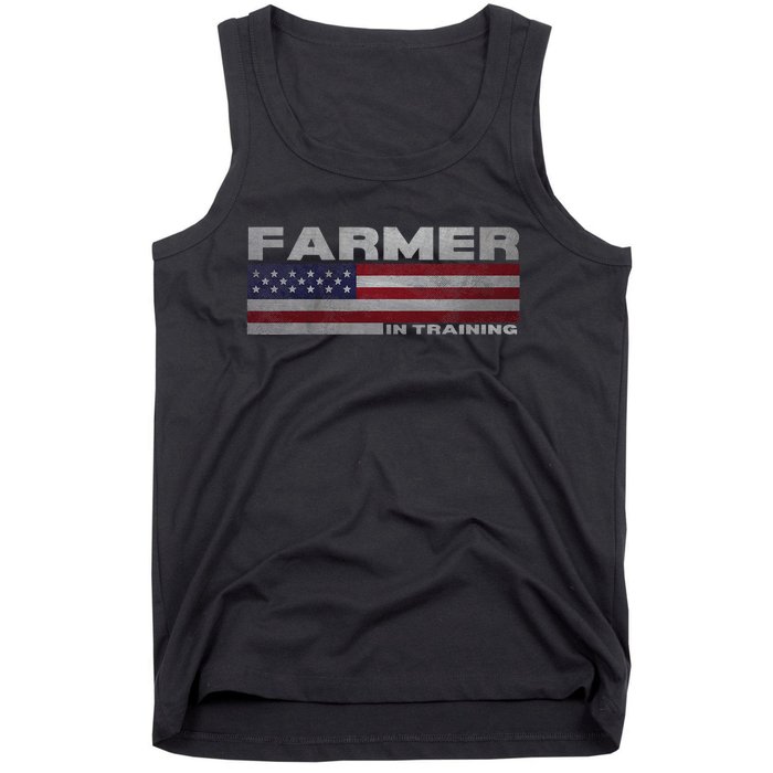 Farmer In Training Future Farmer Patriotic American Flag Tank Top