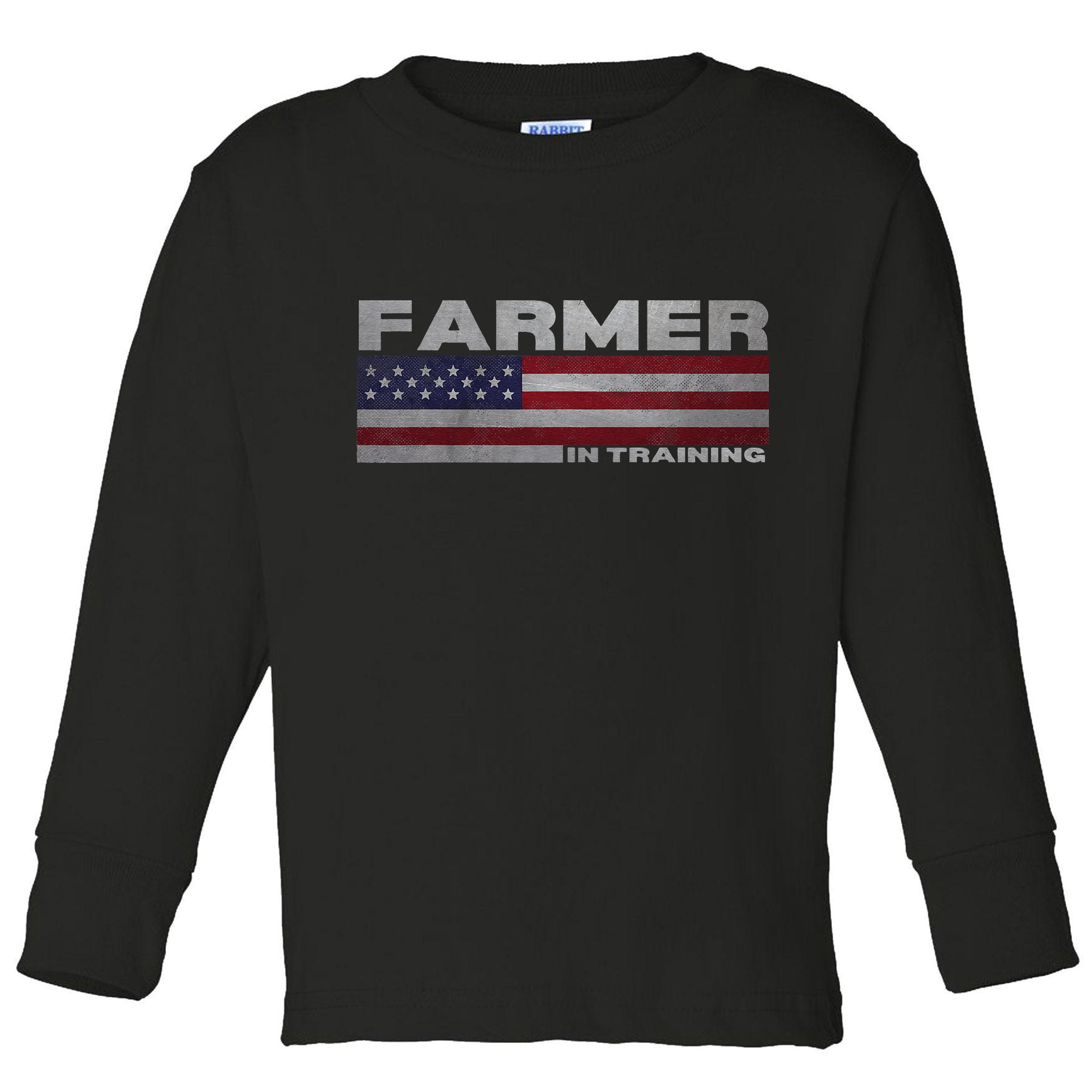 Farmer In Training Future Farmer Patriotic American Flag Toddler Long Sleeve Shirt