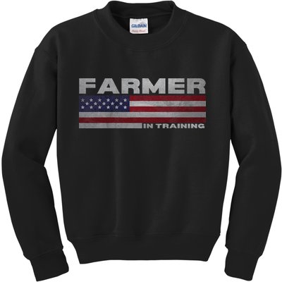 Farmer In Training Future Farmer Patriotic American Flag Kids Sweatshirt
