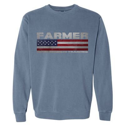 Farmer In Training Future Farmer Patriotic American Flag Garment-Dyed Sweatshirt
