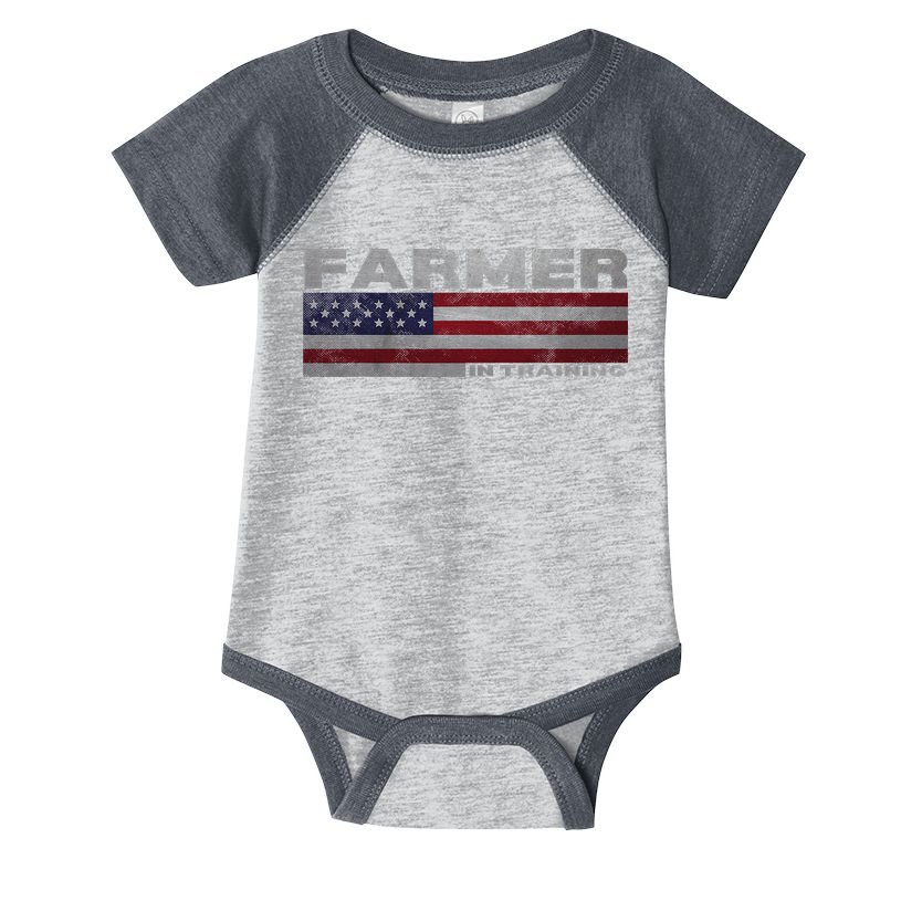 Farmer In Training Future Farmer Patriotic American Flag Infant Baby Jersey Bodysuit