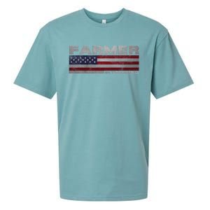 Farmer In Training Future Farmer Patriotic American Flag Sueded Cloud Jersey T-Shirt