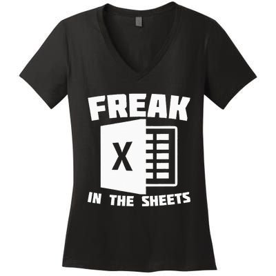 Freak In The Sheets Funny Accountant Analyst Secretary Women's V-Neck T-Shirt