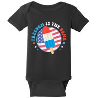 Freedom Is The Bomb USA Flag Popsicle 4th Of July Patriotic Baby Bodysuit