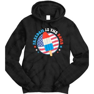 Freedom Is The Bomb USA Flag Popsicle 4th Of July Patriotic Tie Dye Hoodie