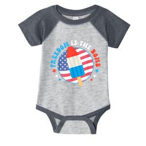 Freedom Is The Bomb USA Flag Popsicle 4th Of July Patriotic Infant Baby Jersey Bodysuit